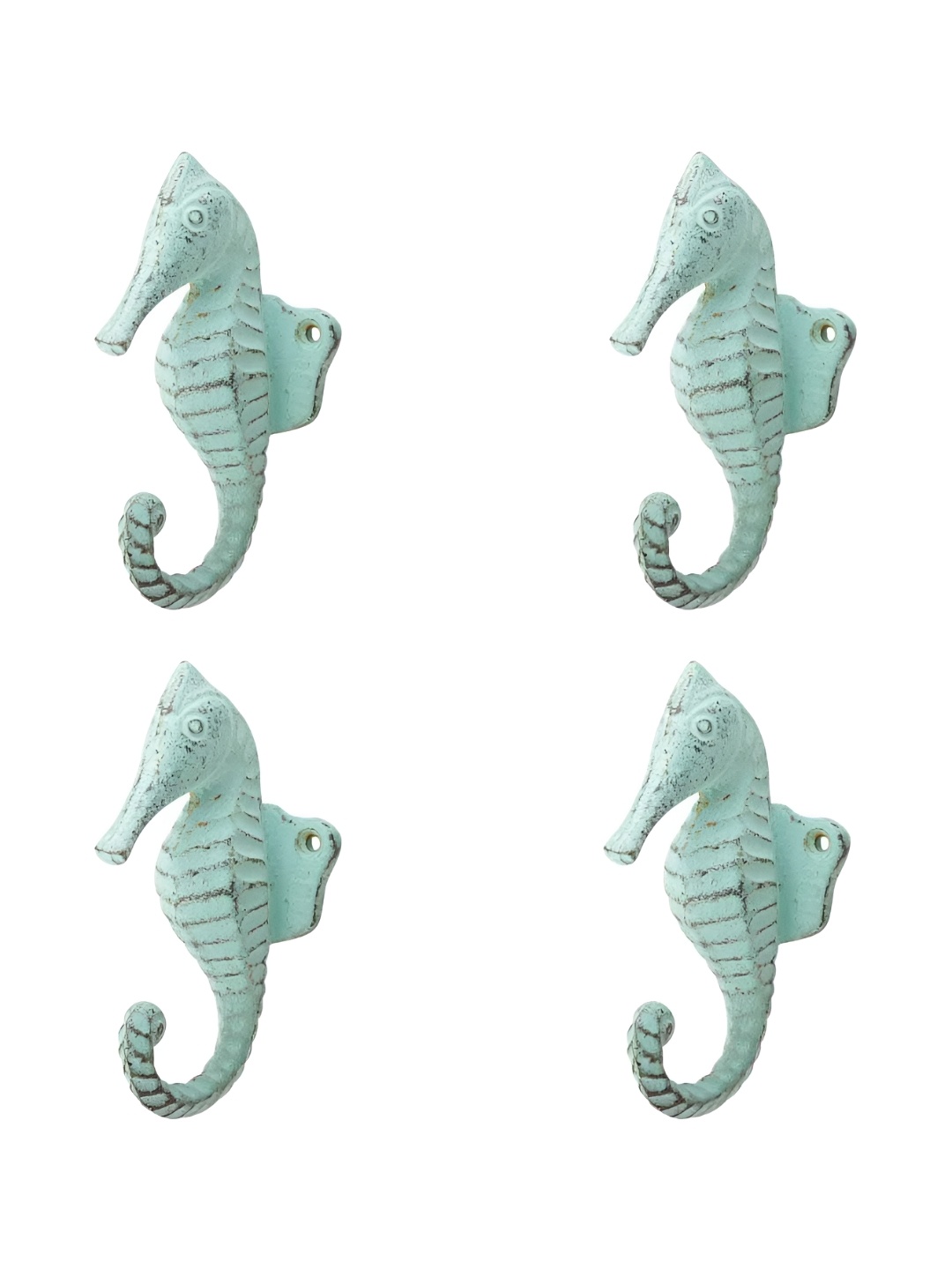 

IndianShelf Green 4 Pieces Iron Seahorse Wall Hooks