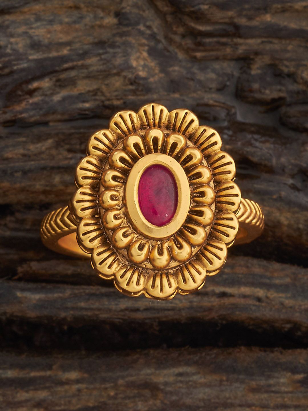 

Kushal's Fashion Jewellery Gold-Plated Stone-Studded Adjustable Finger Ring