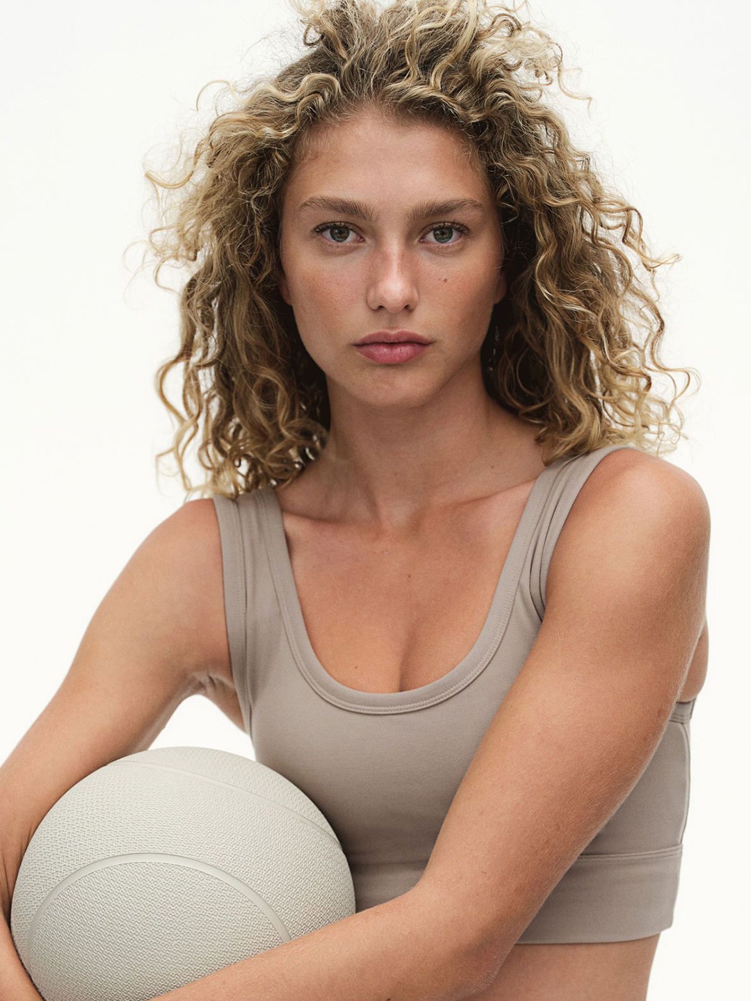 

H&M Medium Support Sports Bra In SoftMove, Beige
