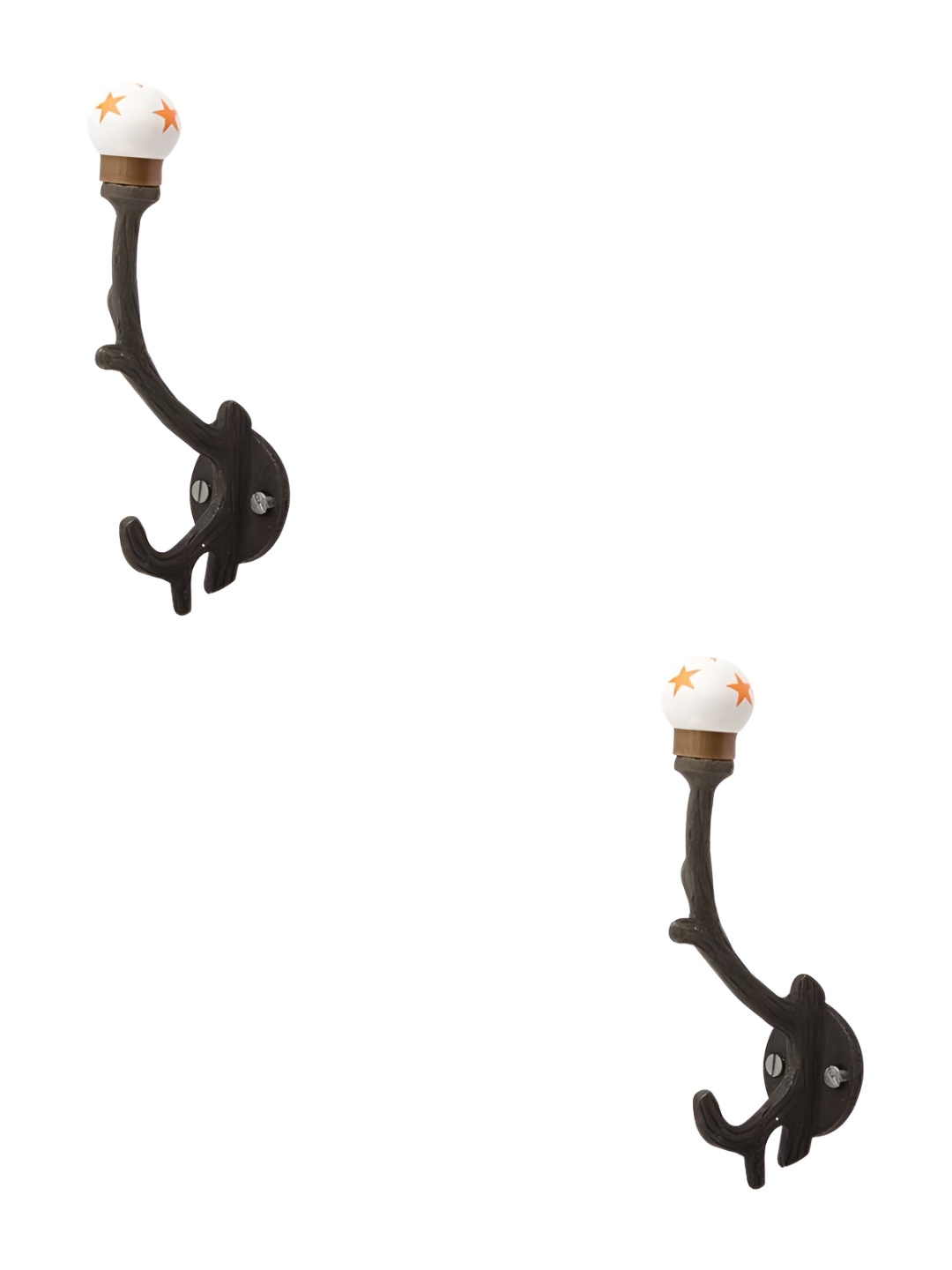 

IndianShelf White and Yellow 2 Pieces Ceramic Star Wall Hooks