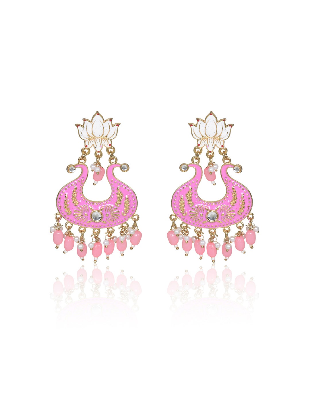 

Nilu's Collection Brass-Plated Beaded Dome Shaped Jhumkas, Gold