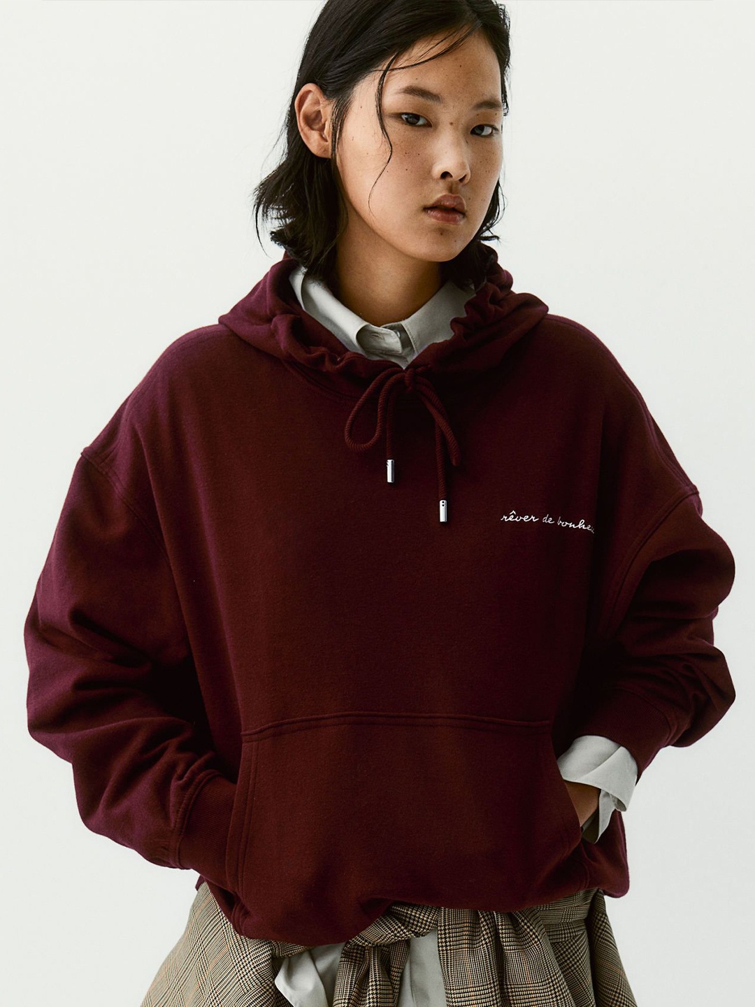 

H&M Loose-Fit Hoodie, Red