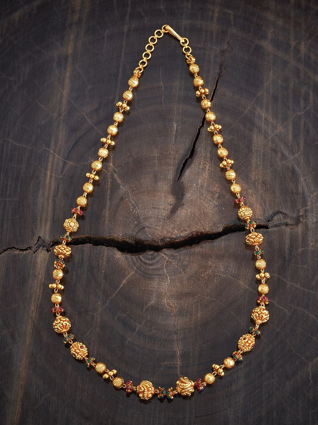 

Kushal's Fashion Jewellery 92.5 Pure Silver Gold-Plated Temple Chain