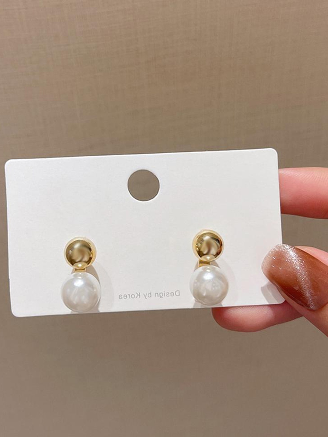 

DESTINY JEWELS Gold-Plated Pearls Contemporary Drop Earrings