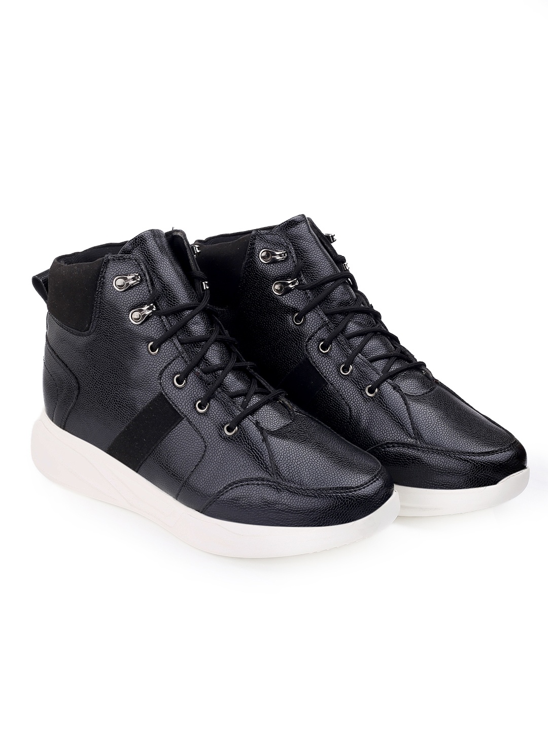 

Bxxy Men Textured Hidden Elevator Height Increasing Lace-Up Regular Boots, Black