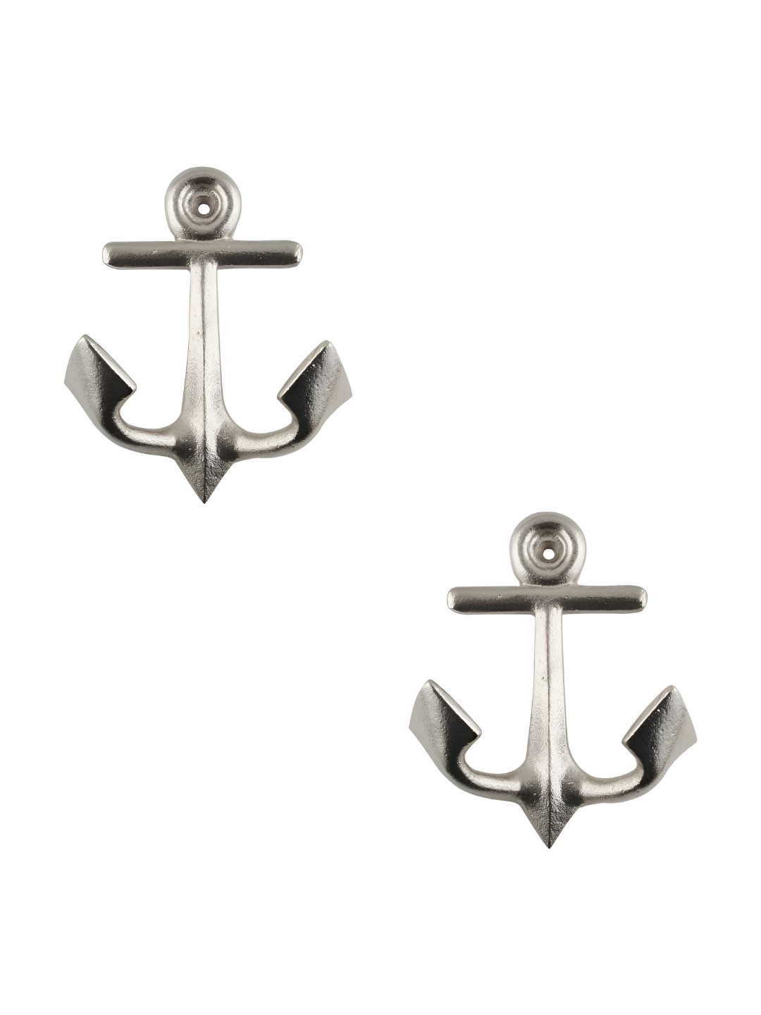 

IndianShelf Silver-Toned 2 Pieces Iron Anchor Wall Hanger Hooks