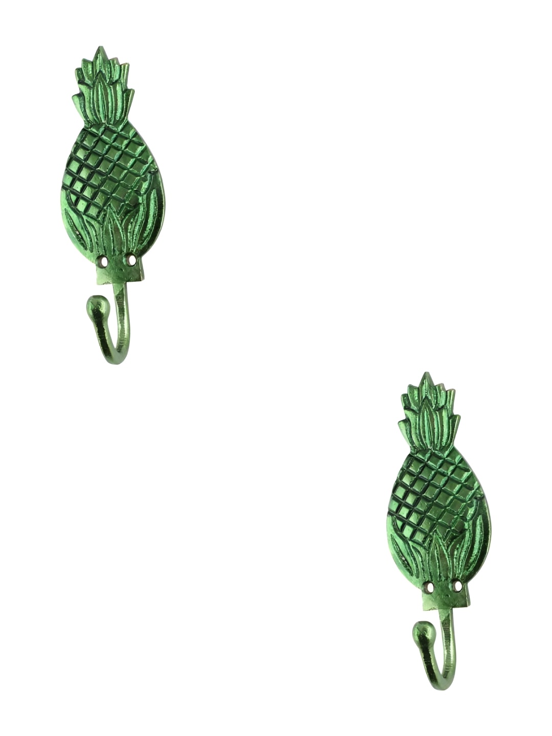 

IndianShelf Green 2 Pieces Iron Pineapple Wall Hooks