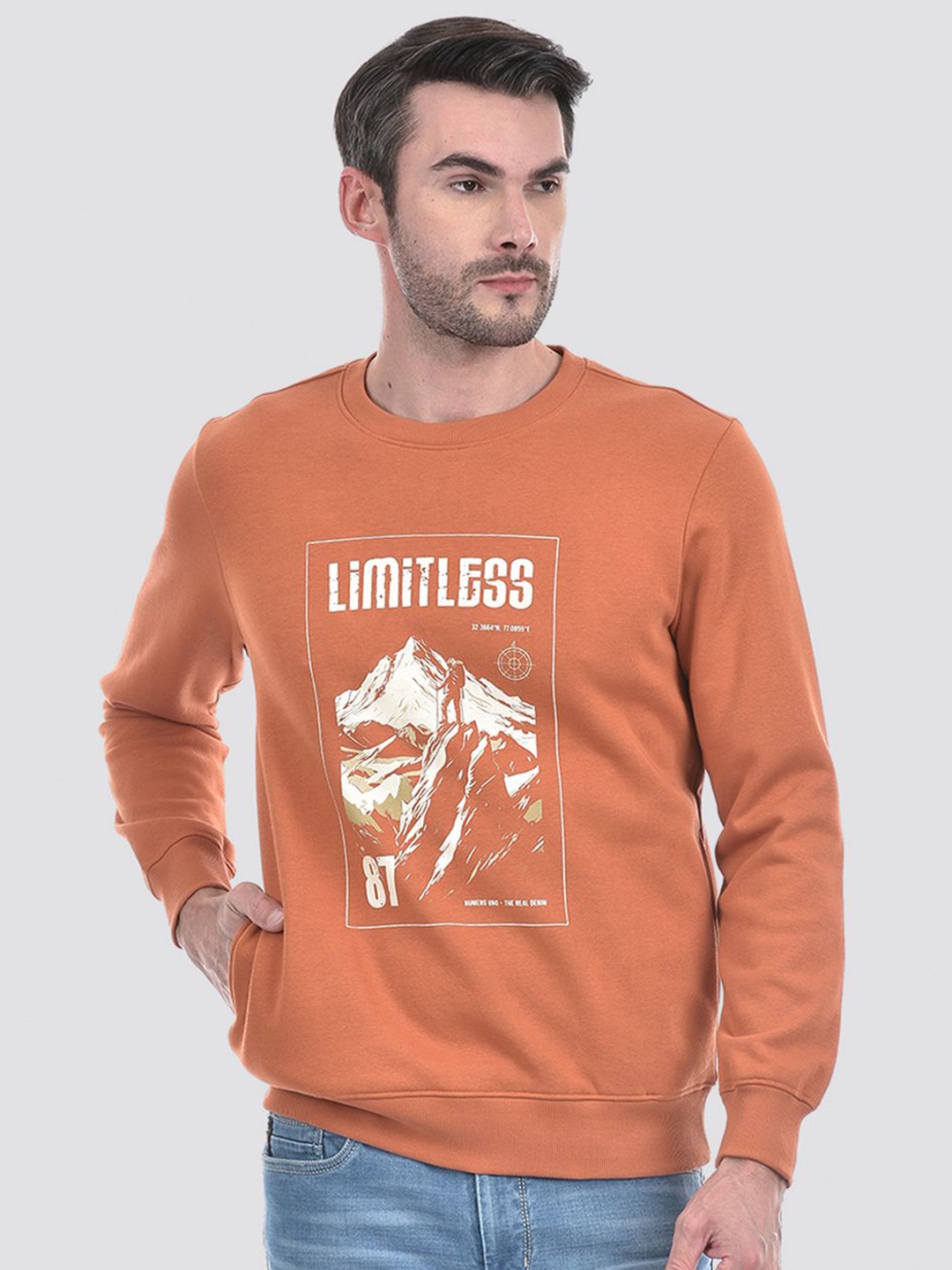 

Numero Uno Men Printed Pullover Sweatshirt, Orange