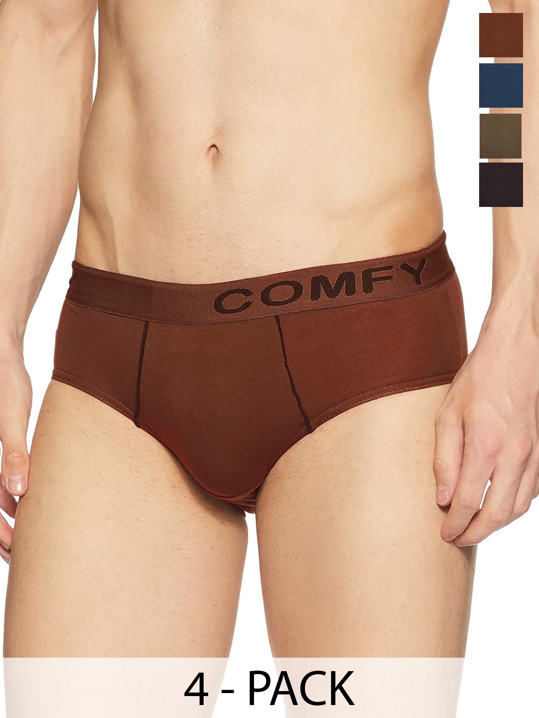 

AMUL COMFY Men Pack Of 4 Cotton Basic Briefs Comfy-Brief-OE-4-100, Black