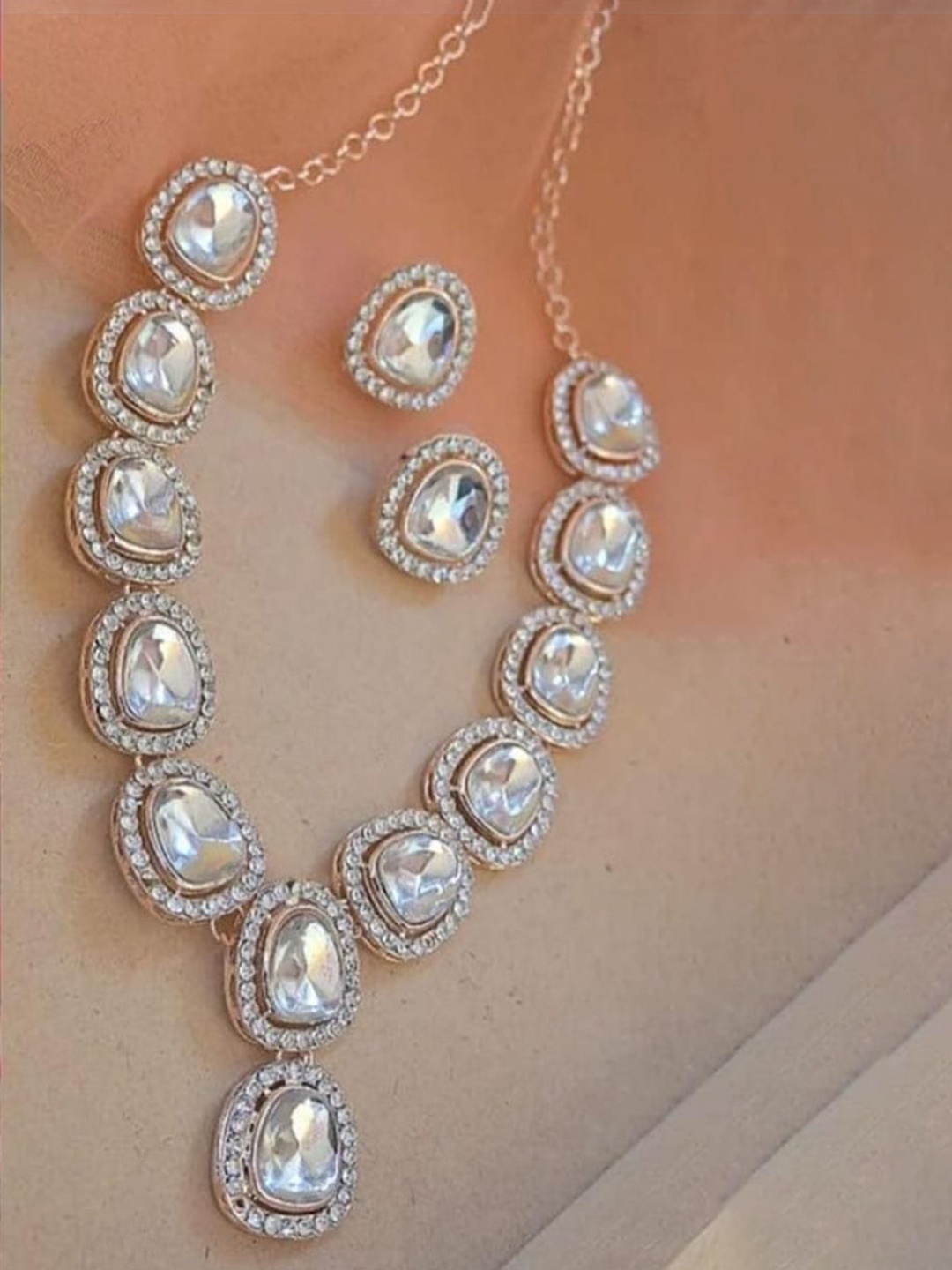 

Gyaan Jewels Gold-Plated Stone-Studded Jewellery Set