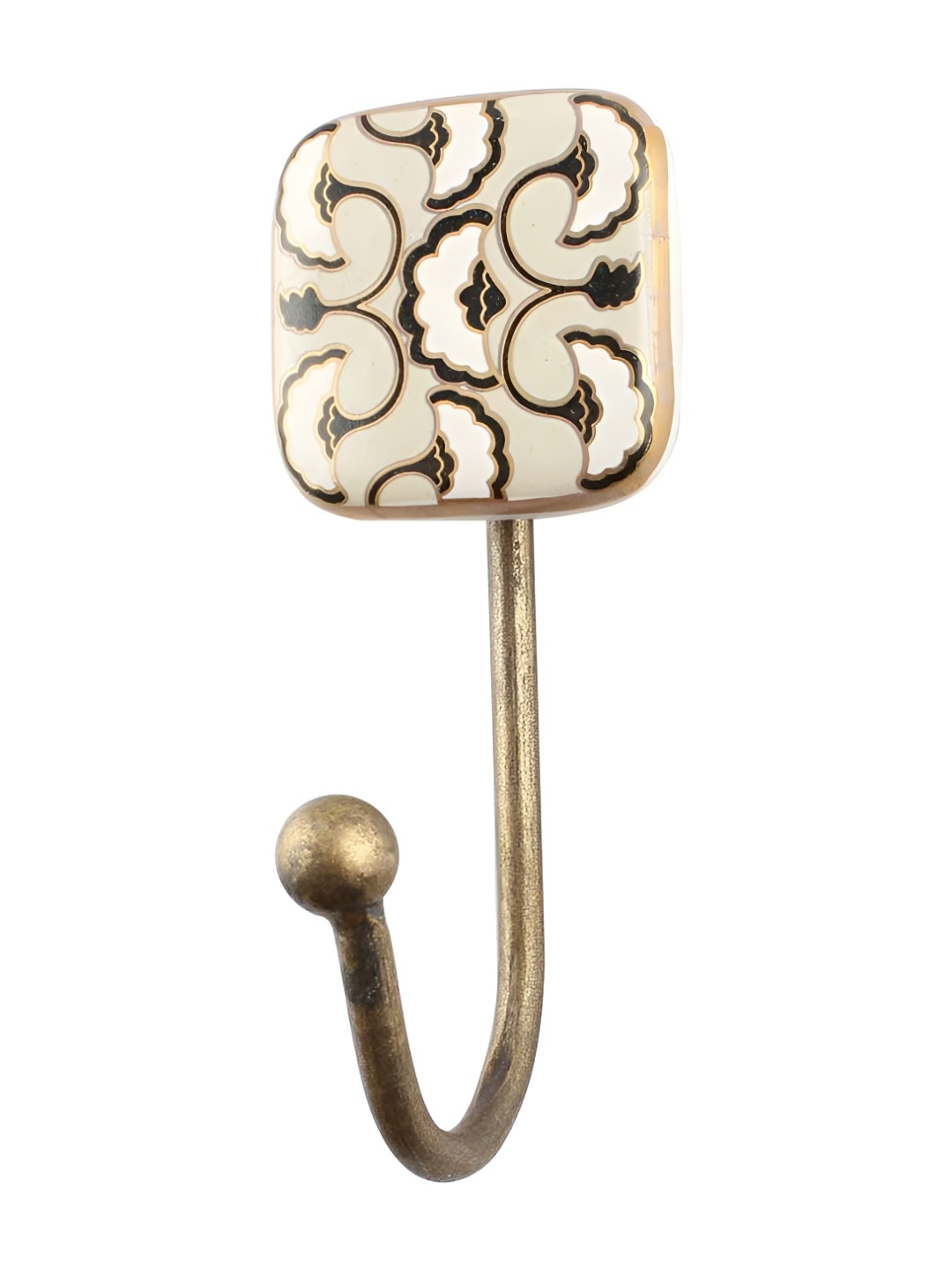 

IndianShelf Beige and White Floral Printed Ceramic Square Shaped Wall Hook