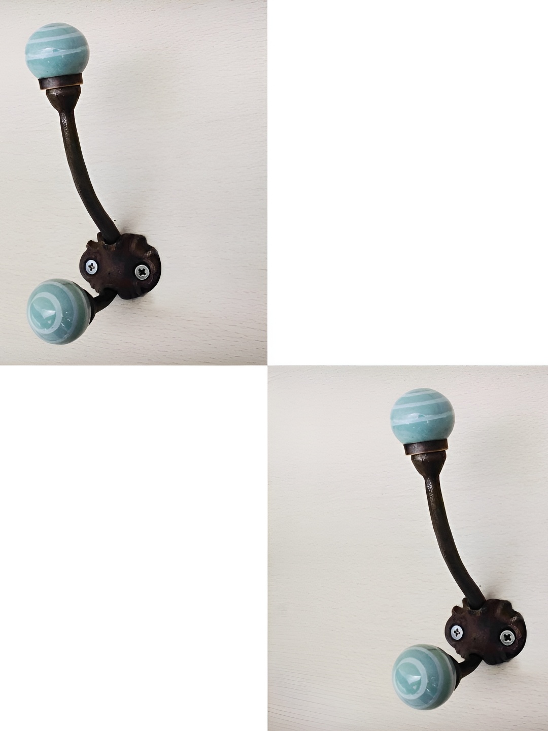 

IndianShelf Green & Black 2 Pieces Ceramic Wall Hooks