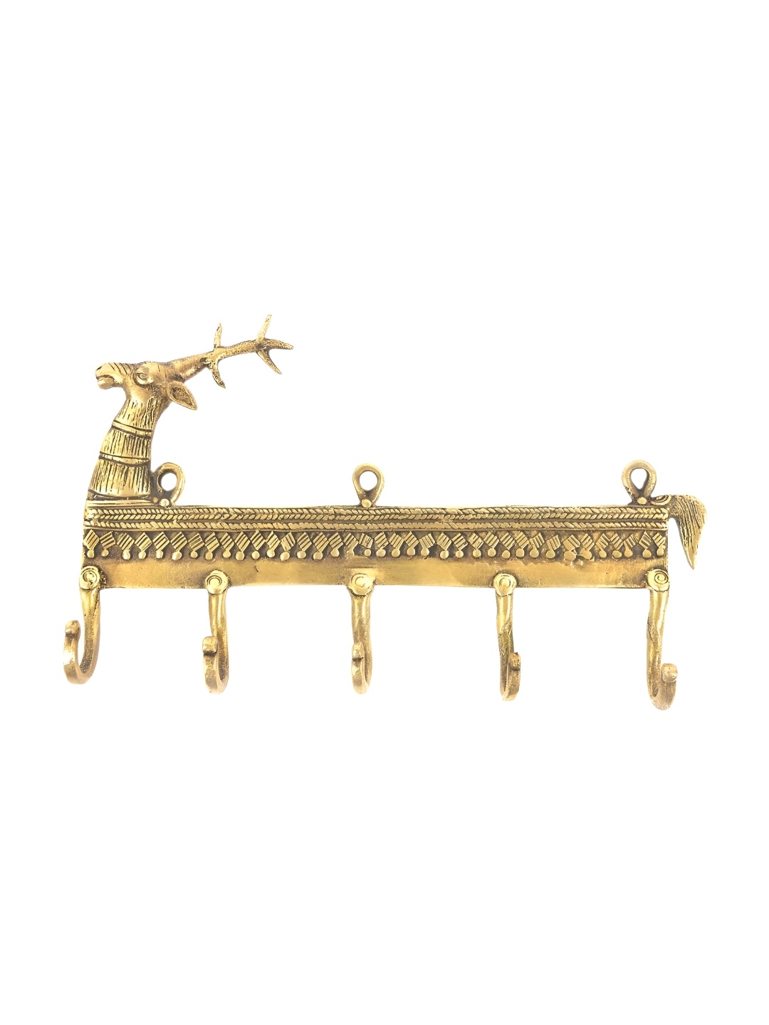 

IndianShelf Gold Toned Brass Deer Head Wall Hangers Key Holders