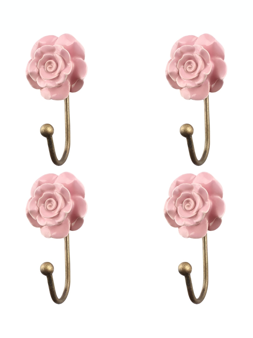 

IndianShelf 4 Piece Ceramic Flower Wall Hanger Hooks for Kitchen, Pink