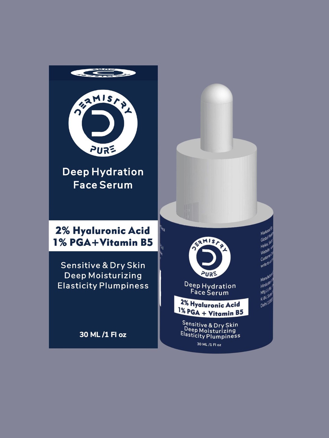 

DERMISTRY Pure 2% Hyaluronic Acid 5% PGA Vitamin B5 Serum For Sensitive Dry Skin - 30 ml, Transparent