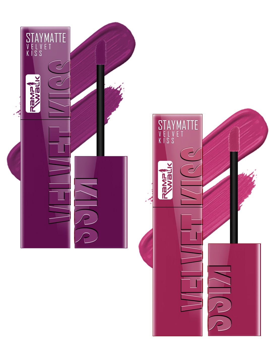 

Ramp Walk Velvet Kiss Set Of 2 Waterproof Liquid Lipstick- 3.5 ml Each- Shade- 3- 8, Purple