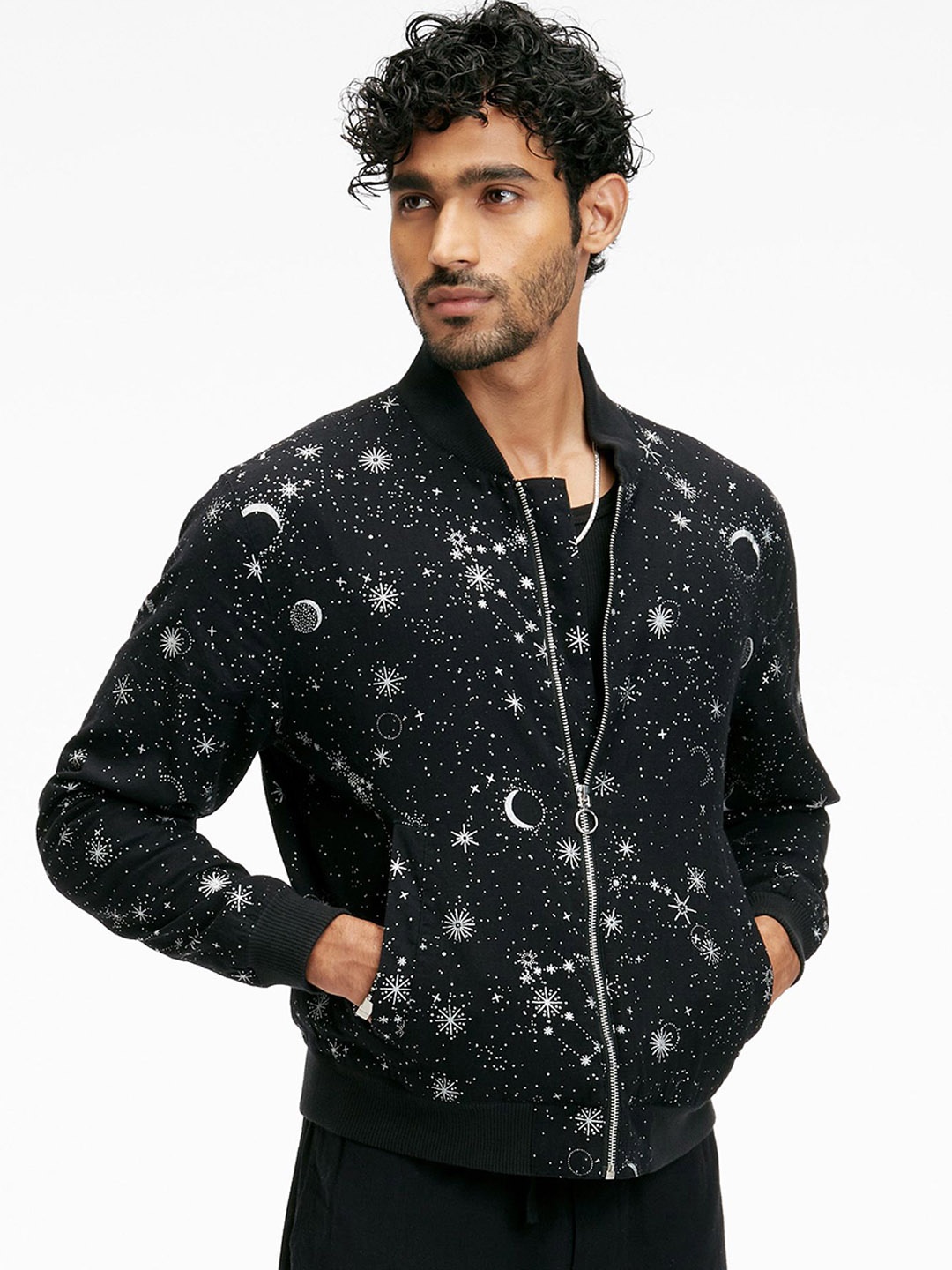 

Terra Luna Men Cotton Bomber Jacket, Multi