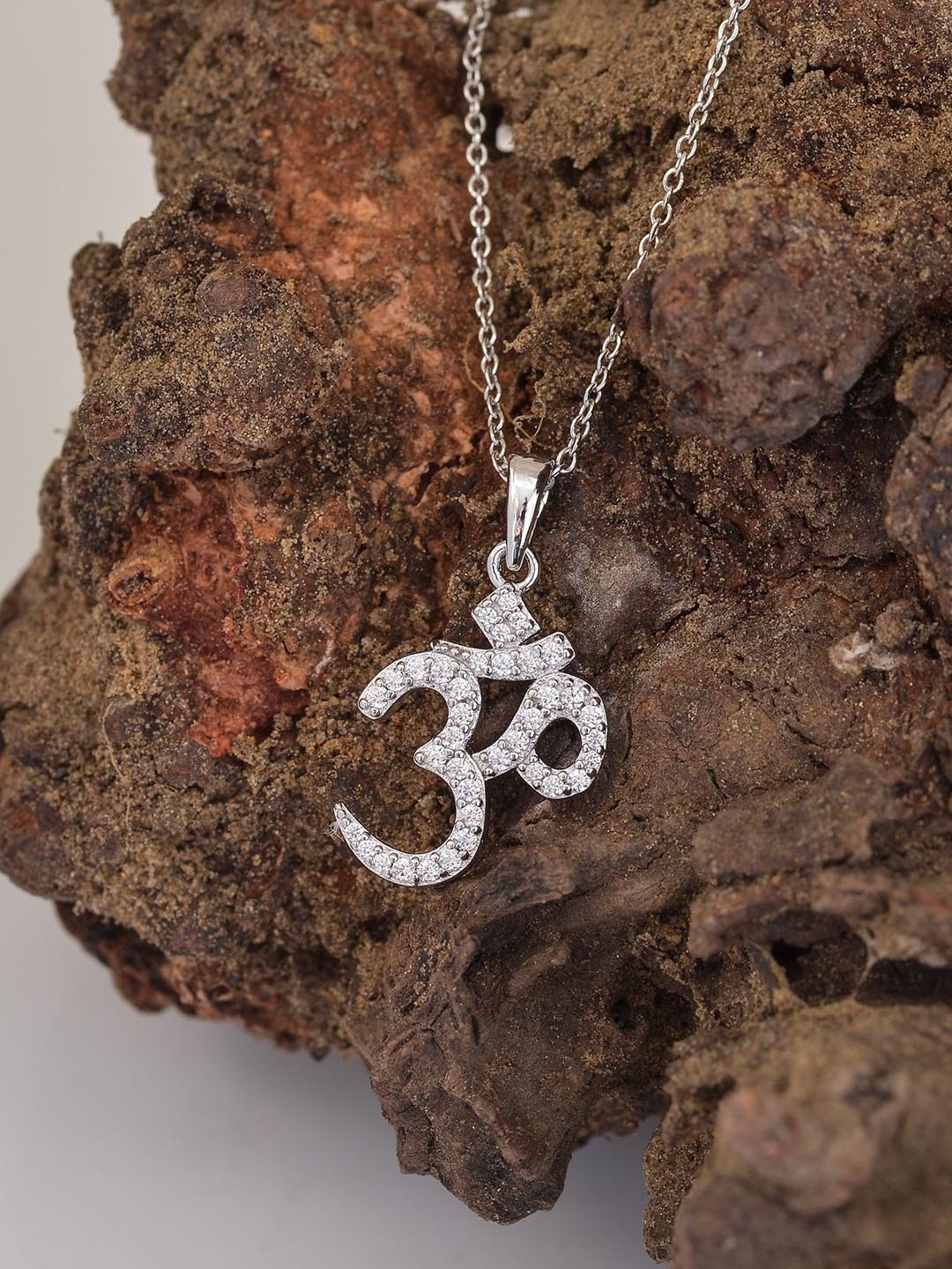 

Ornate Jewels Rhodium-Plated Contemporary Pendants with Chains, Silver