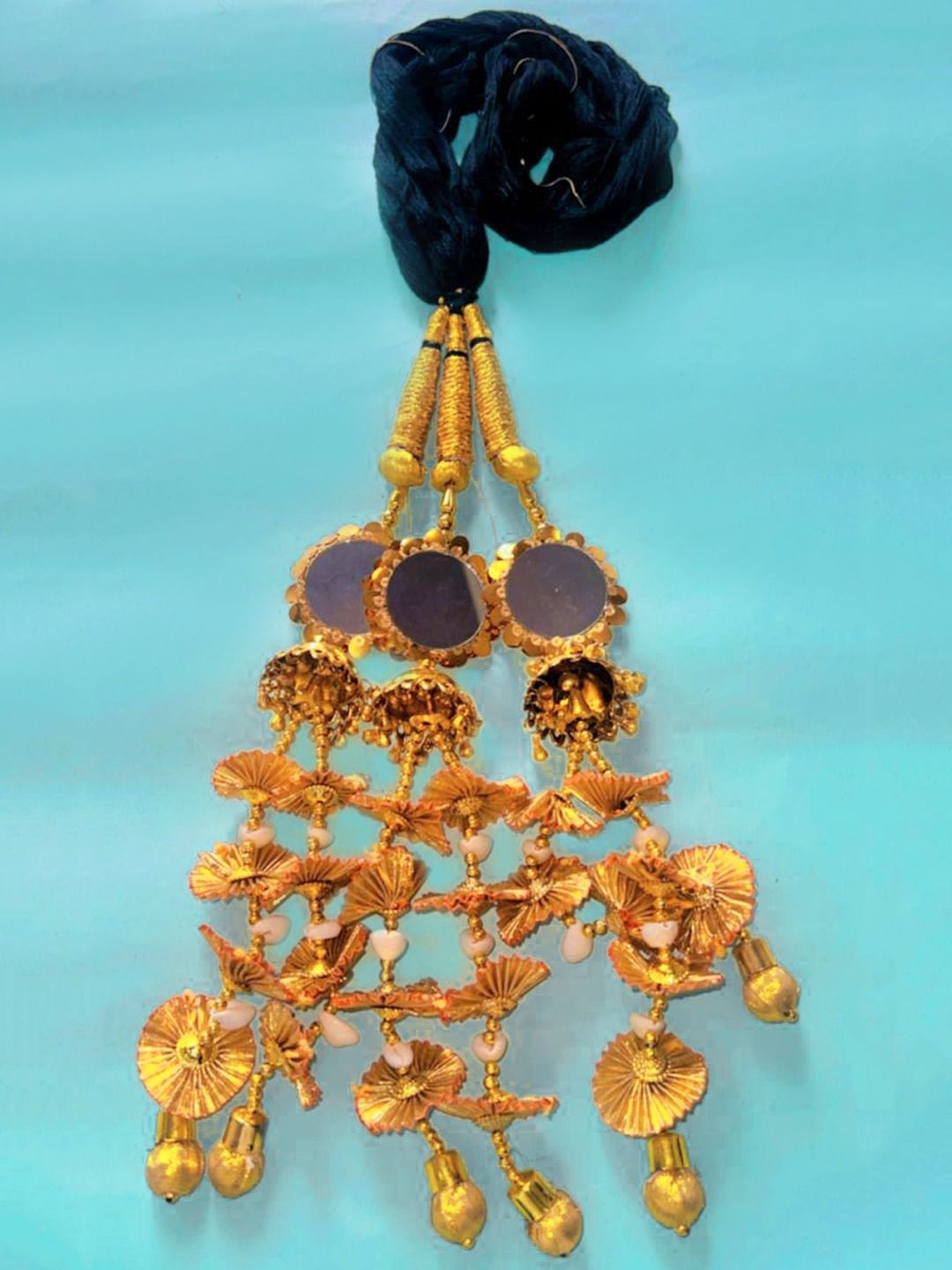 

KRENOZ Women Patiala Bridal Paranda Hair Accessory Set, Gold