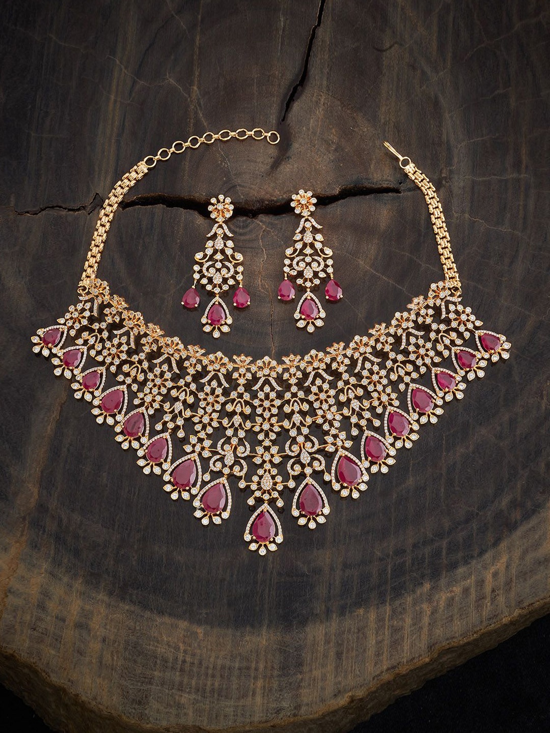 

Kushal's Fashion Jewellery Gold-Plated CZ-Studded Jewellery Set