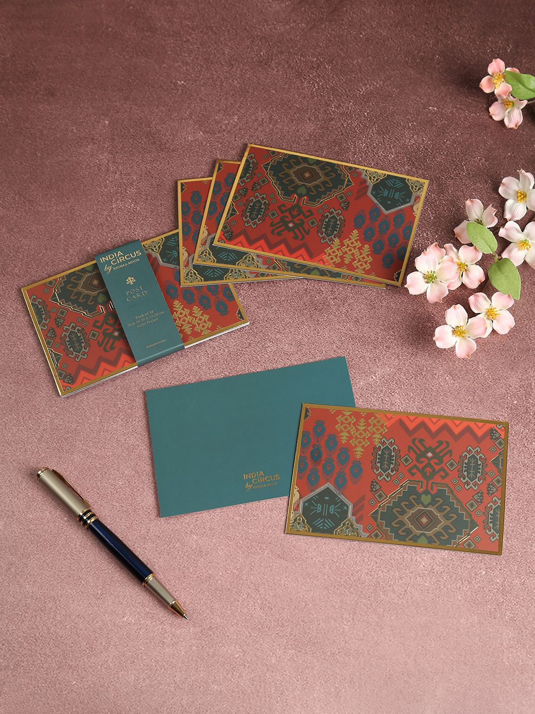 

India Circus by Krsnaa Mehta Self Design Stationery, Red