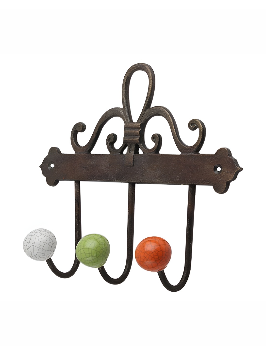

IndianShelf Brown & White Ceramic Crackle Wall Hook
