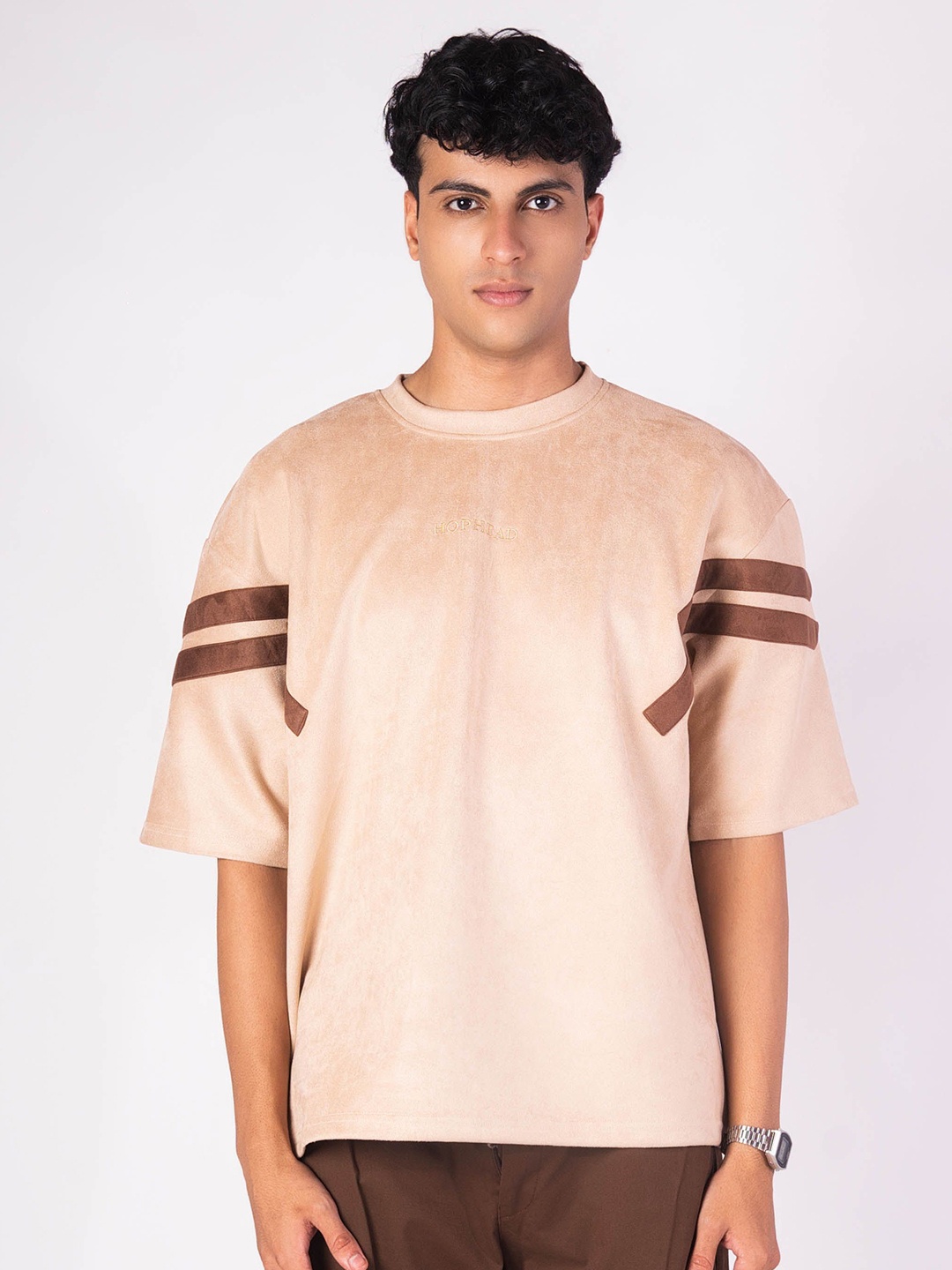 

HOP HEAD Striped Shoulder T-Shirt, Cream