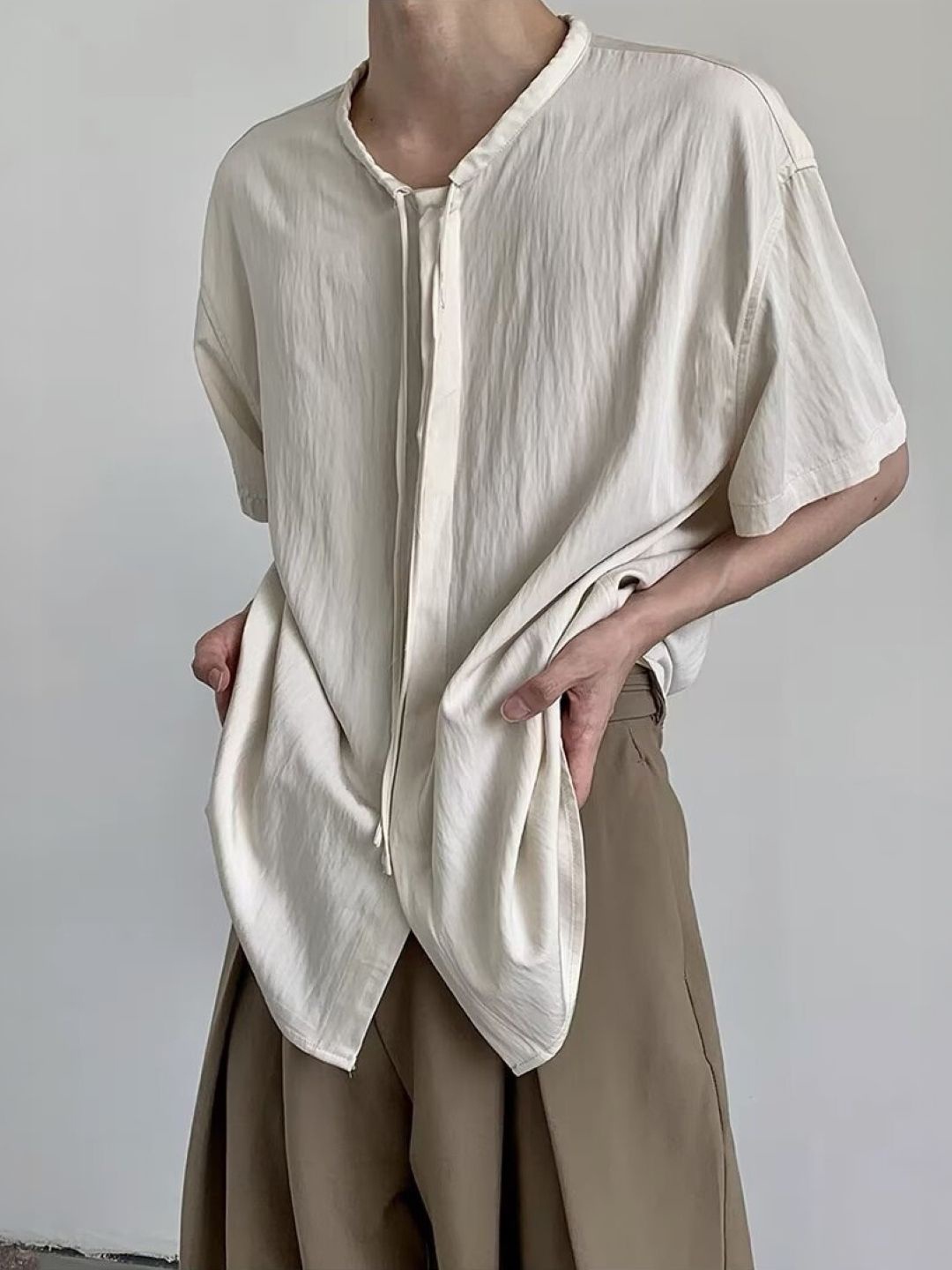 

HERE&NOW Men Original Solid Oversized Casual Shirt, Off white