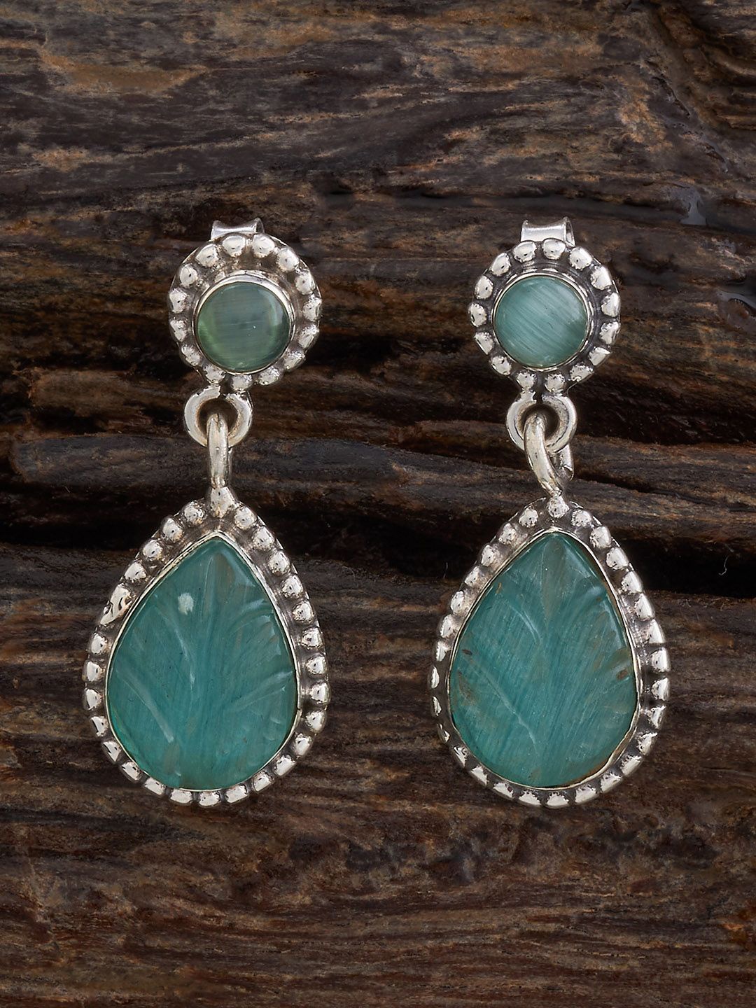 

Kushal's Fashion Jewellery Silver Plated Artificials Stones Drop Earrings, Green