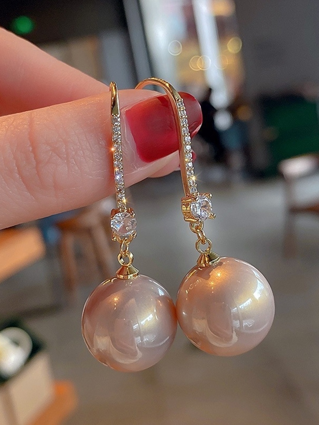 

DESTINY JEWELS Gold-Plated Stone Studded Geometric Drop Earrings