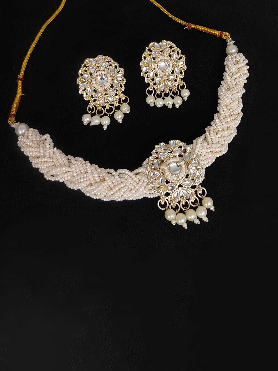 

Gyaan Jewels Set Of 2 Gold-Plated Stone Studded & Beaded Jewellery Sets