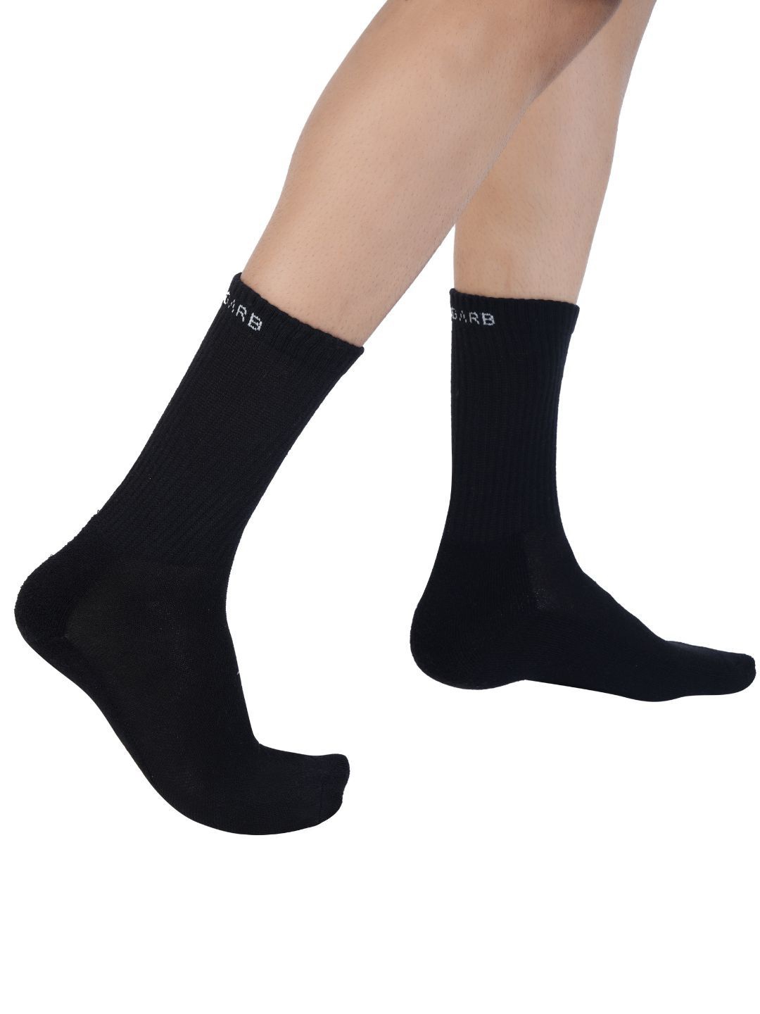 

AIR GARB Unisex Pack of 2 Cotton Calf-Length Socks, Black