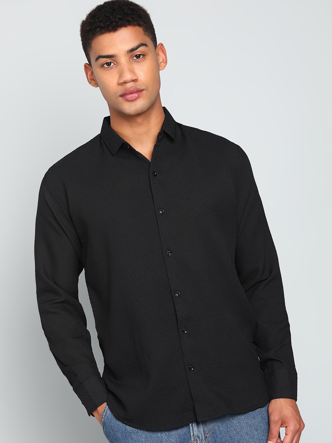 

INDICLUB Men Opaque Casual Shirt, Black