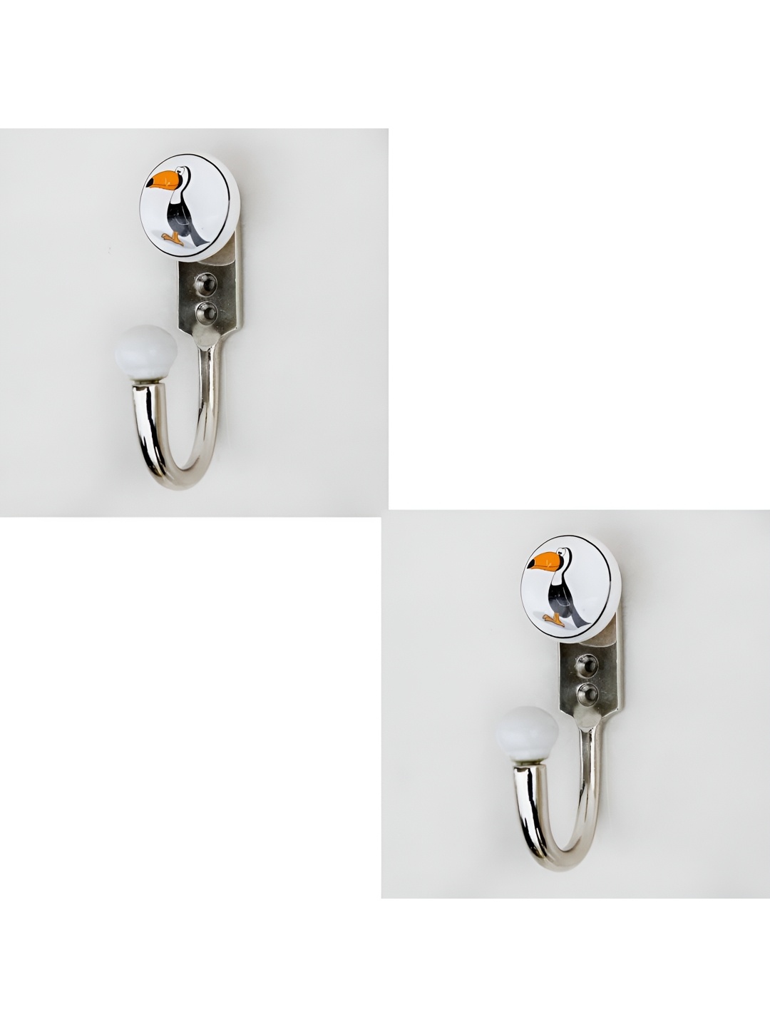 

IndianShelf White 2 Piece Duck Ceramic Key Hooks Hangers For Clothes Wall Mounted