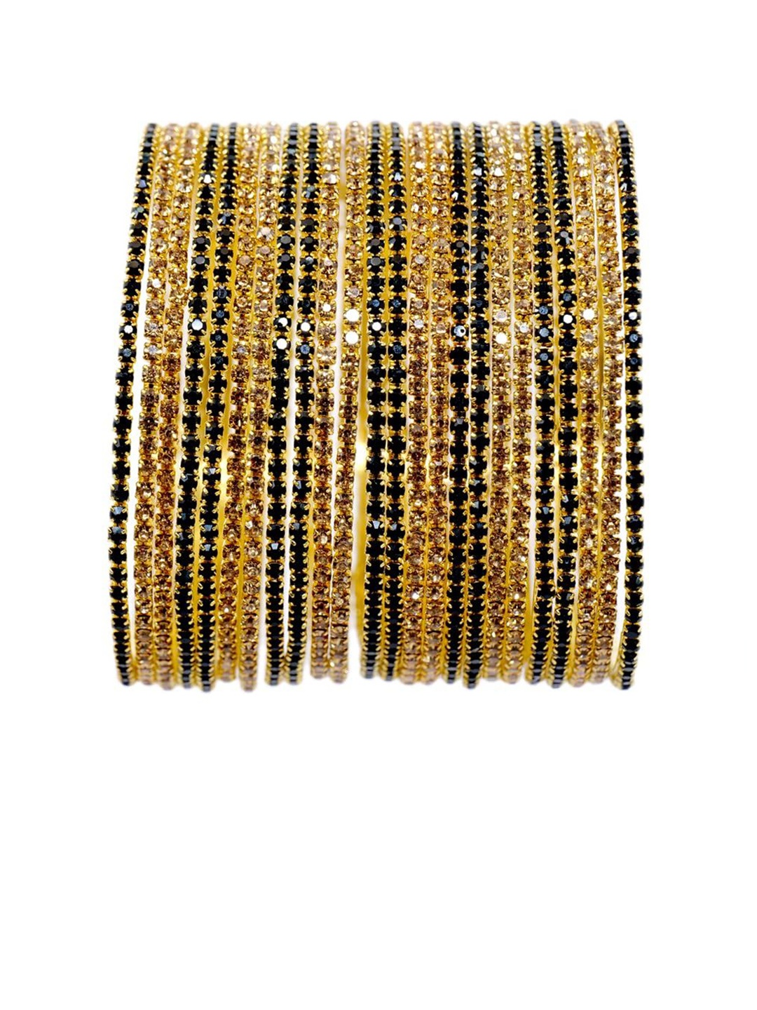 

Set of 24 Non-Precious Metal Base Zircon Gemstone Studded worked Bangle, Green