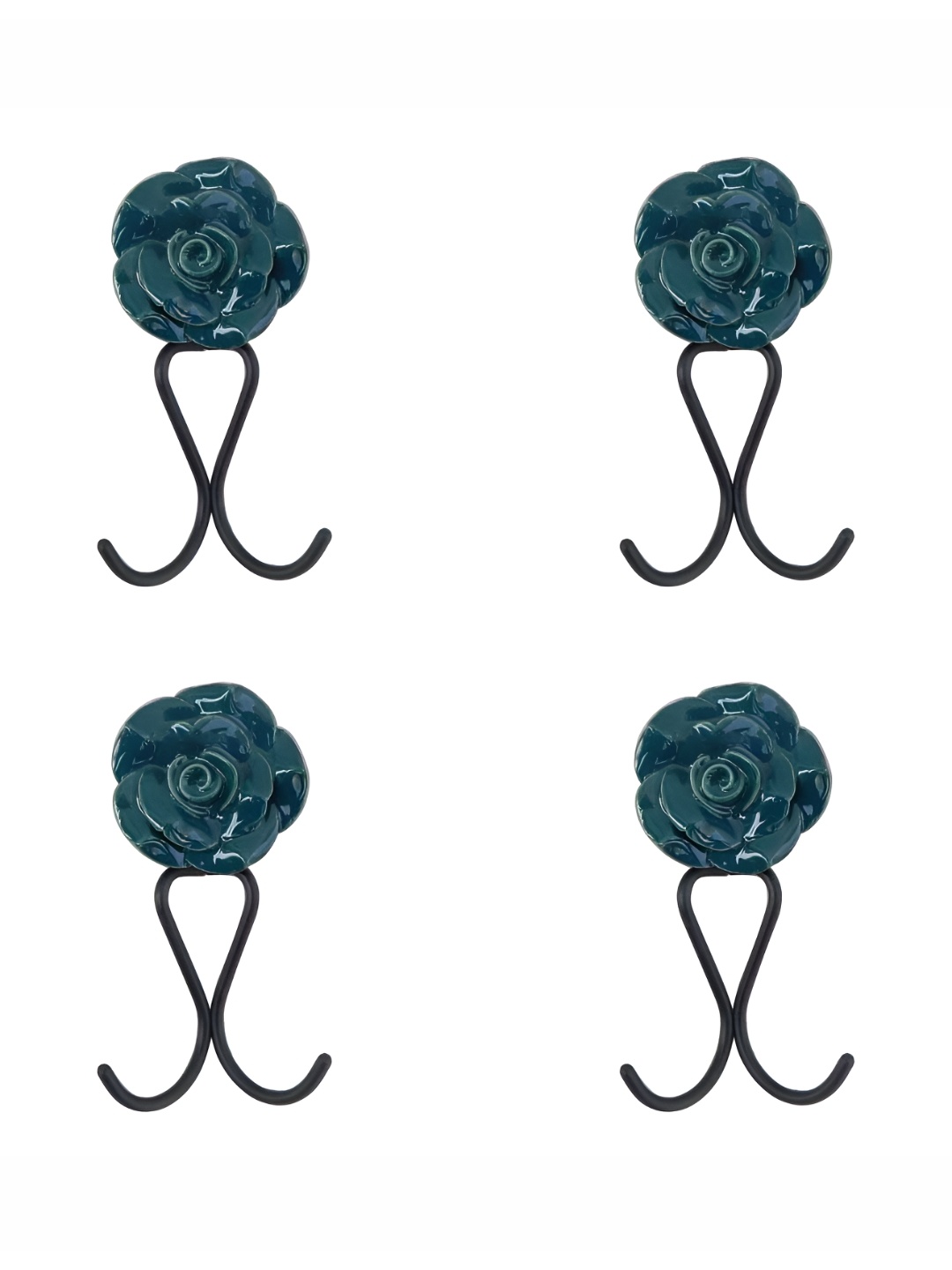 

IndianShelf Green 4 Pieces Textured Ceramic Wall Hooks