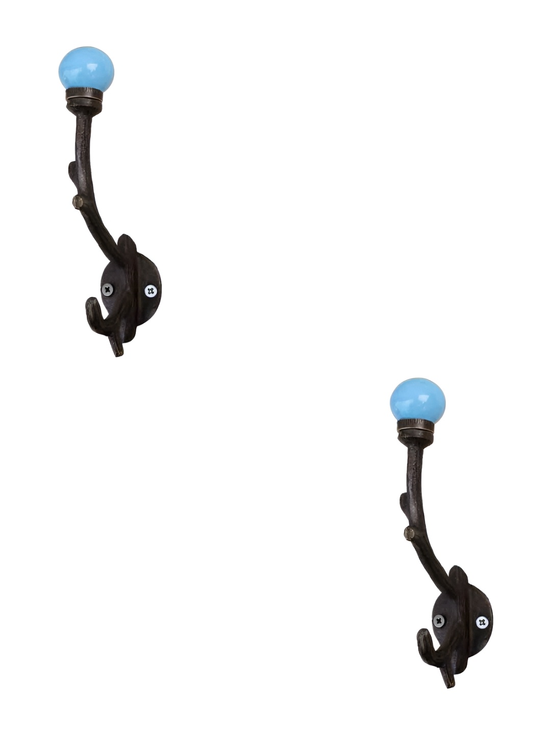 

IndianShelf Turquoise Blue & Black 2 Piece Ceramic Wall Hooks