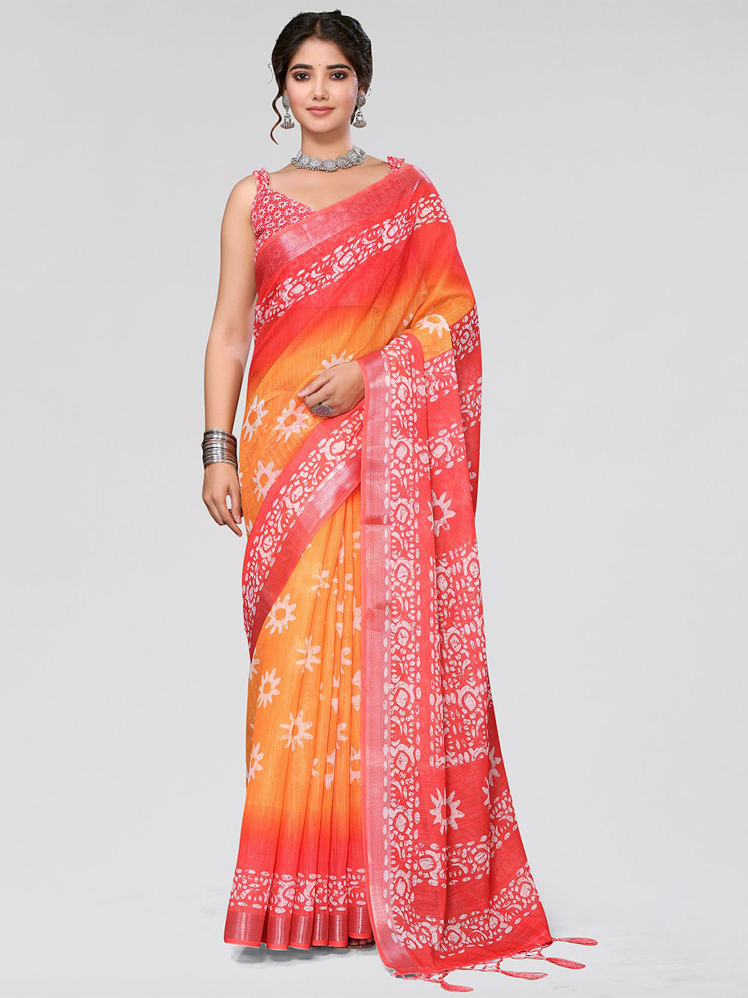 

KALINI Ethnic Motifs Printed Saree, Red