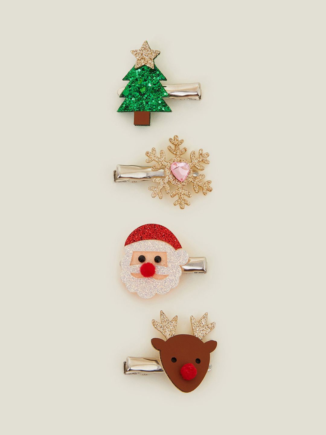 

Accessorize Girls Set of 4 Christmas Alligator Hair Clip, Gold