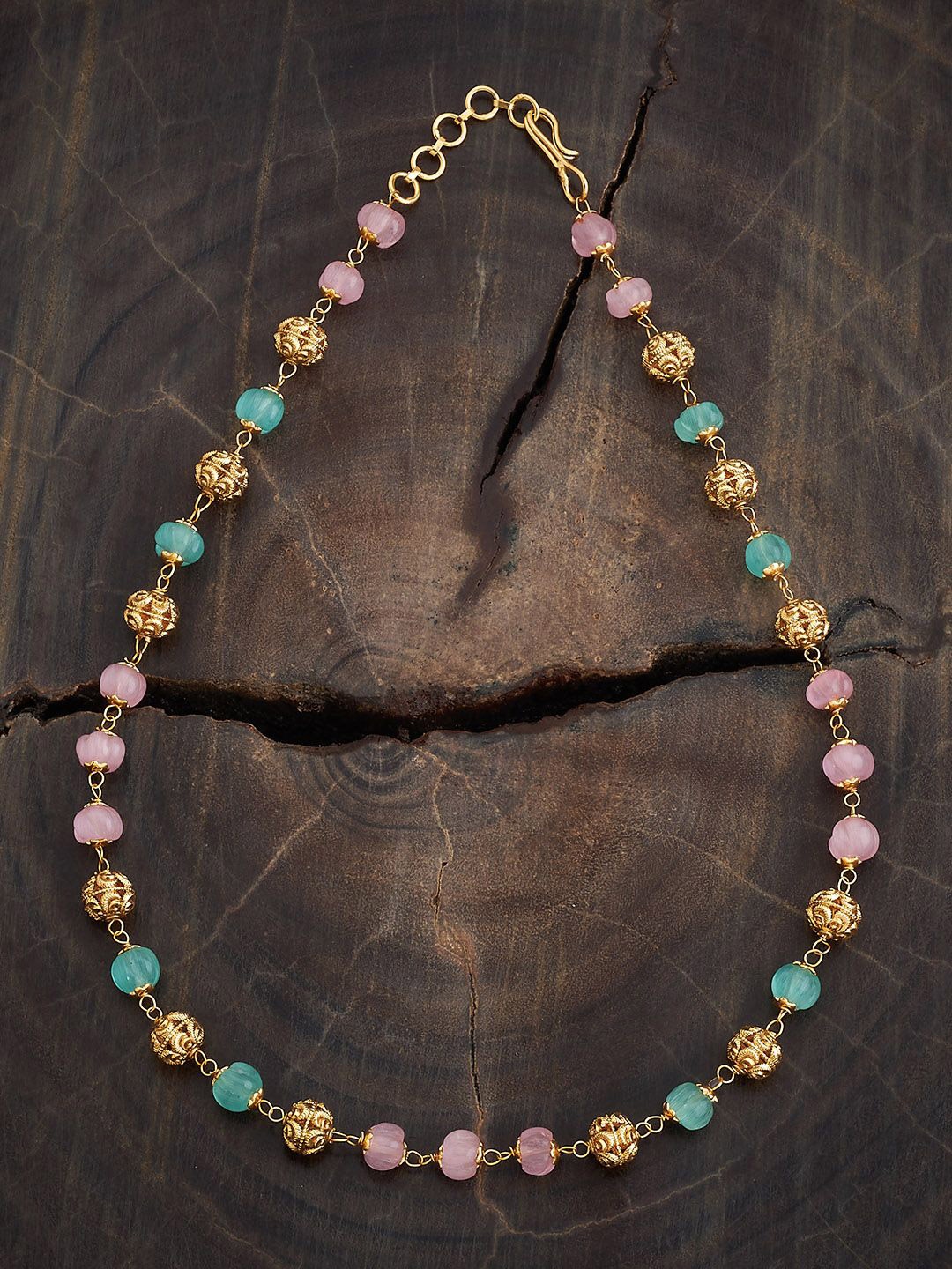

Kushal's Fashion Jewellery Gold-Plated Beaded Antique Necklace