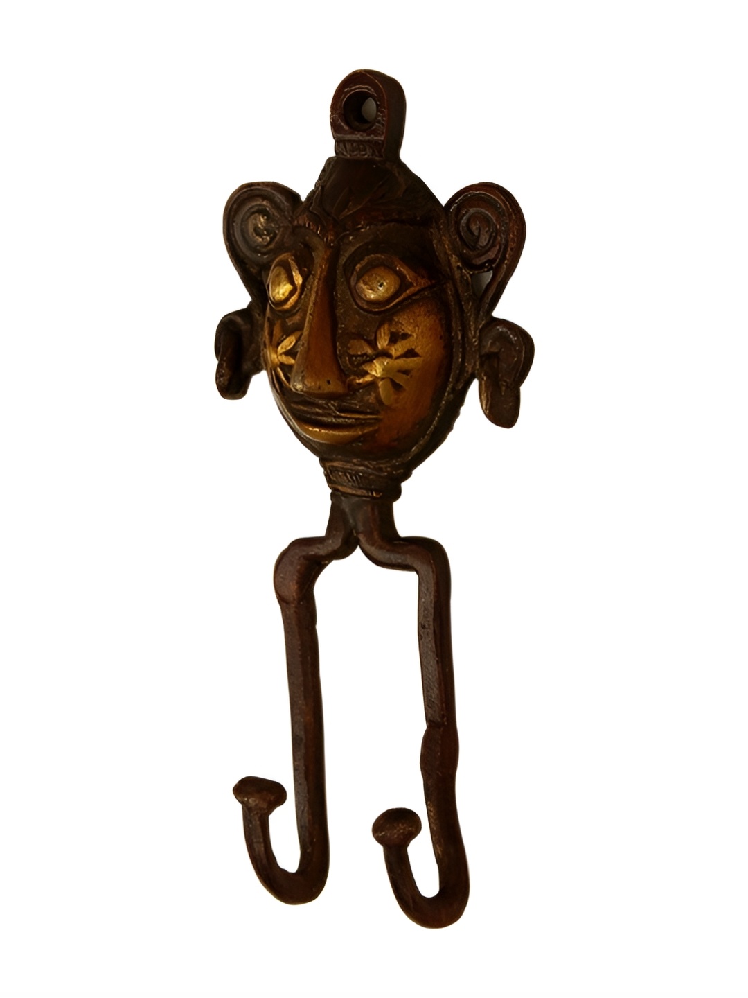 

IndianShelf Black & Gold-Toned Tribal Face Brass Wall Hooks