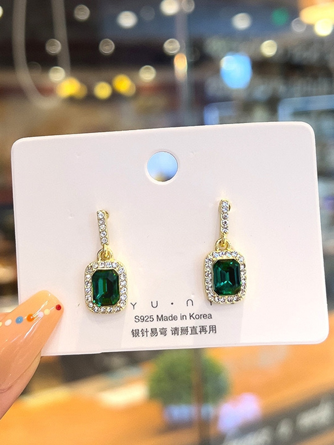 

DESTINY JEWELS Cubic Zirconia Studded Geometric Drop Earrings, Gold