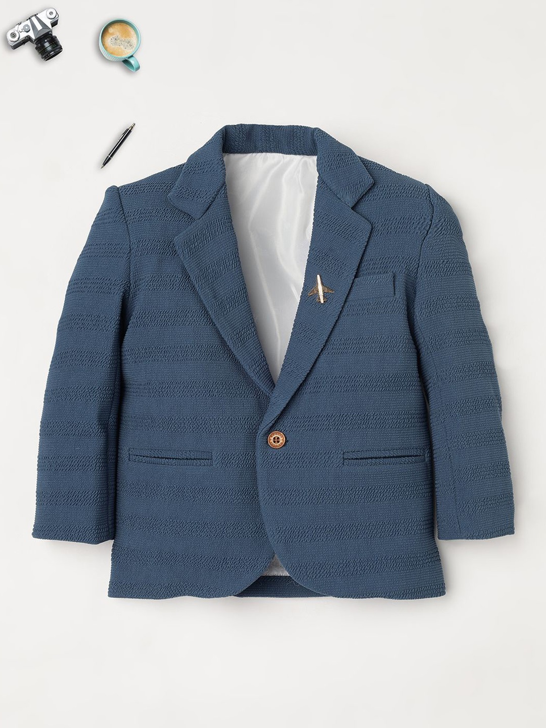 

Ridokidz Boys Tailored Fit Single Breasted Blazer, Blue