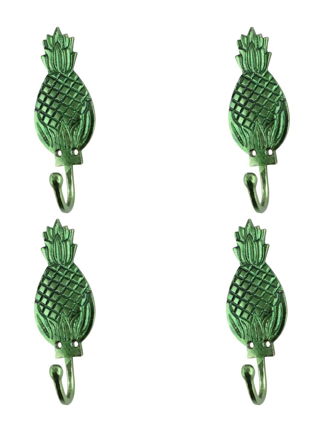 

IndianShelf Green 4 Pieces Iron Pineapple Door Hangers for Clothes Wall Hooks