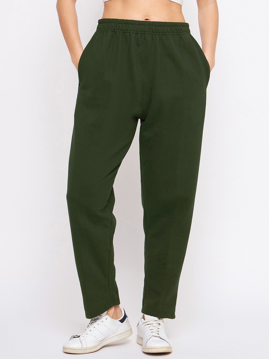 

TULIP 21 Women Relaxed Straight Leg High-Rise Easy Wash Trousers, Olive