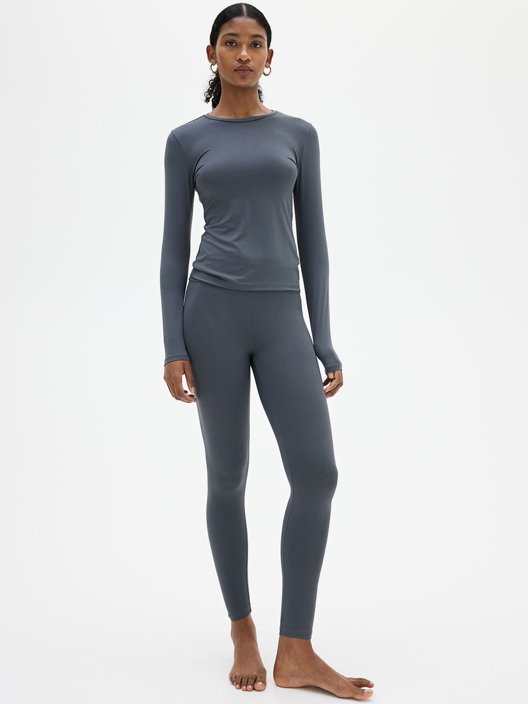 

H&M Microfibre leggings, Grey