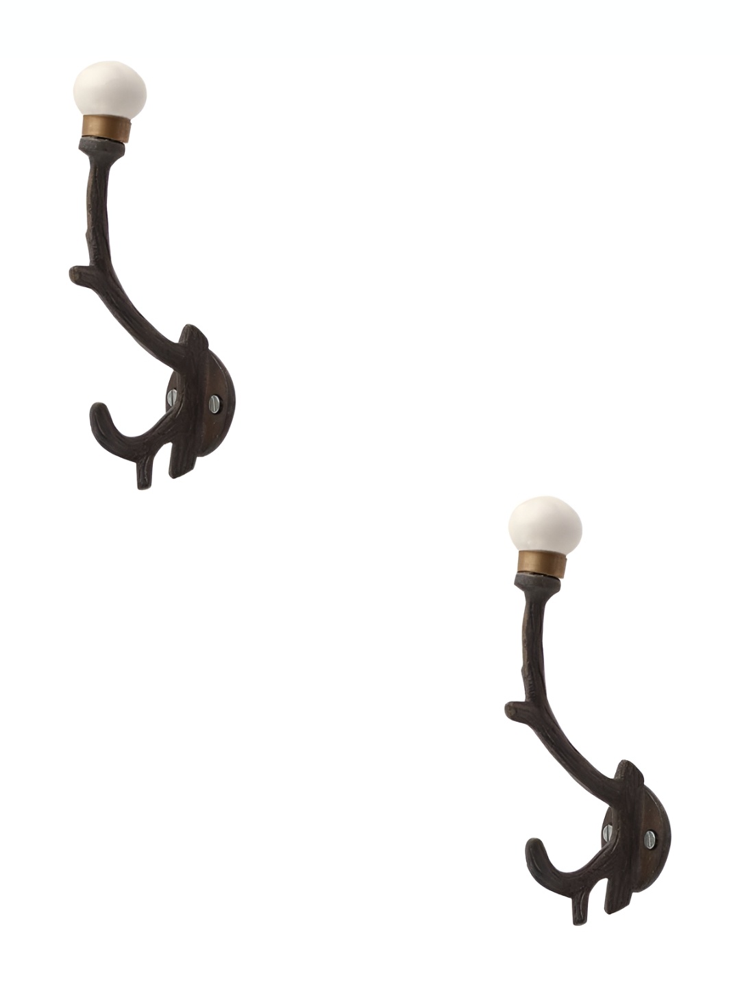 

IndianShelf Cream Colored & Brown 2 Pieces Ceramic Wall Hooks