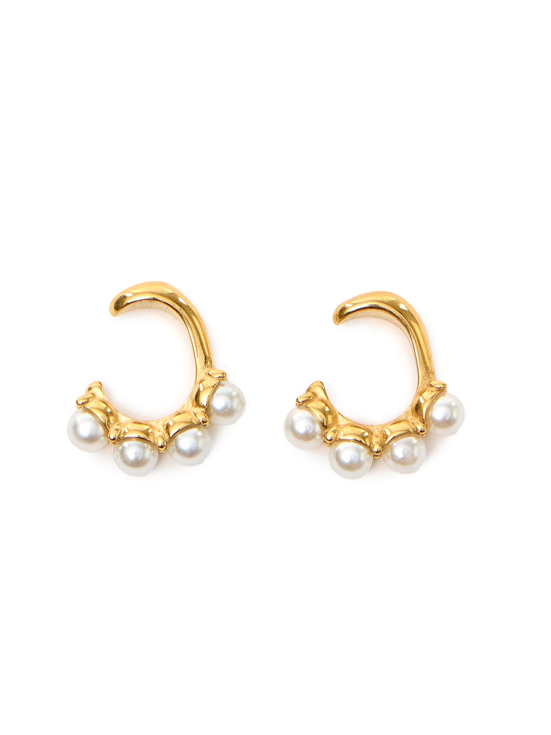 

WHITE LIES Gold Plated Pearls Studded Contemporary Ear Cuff