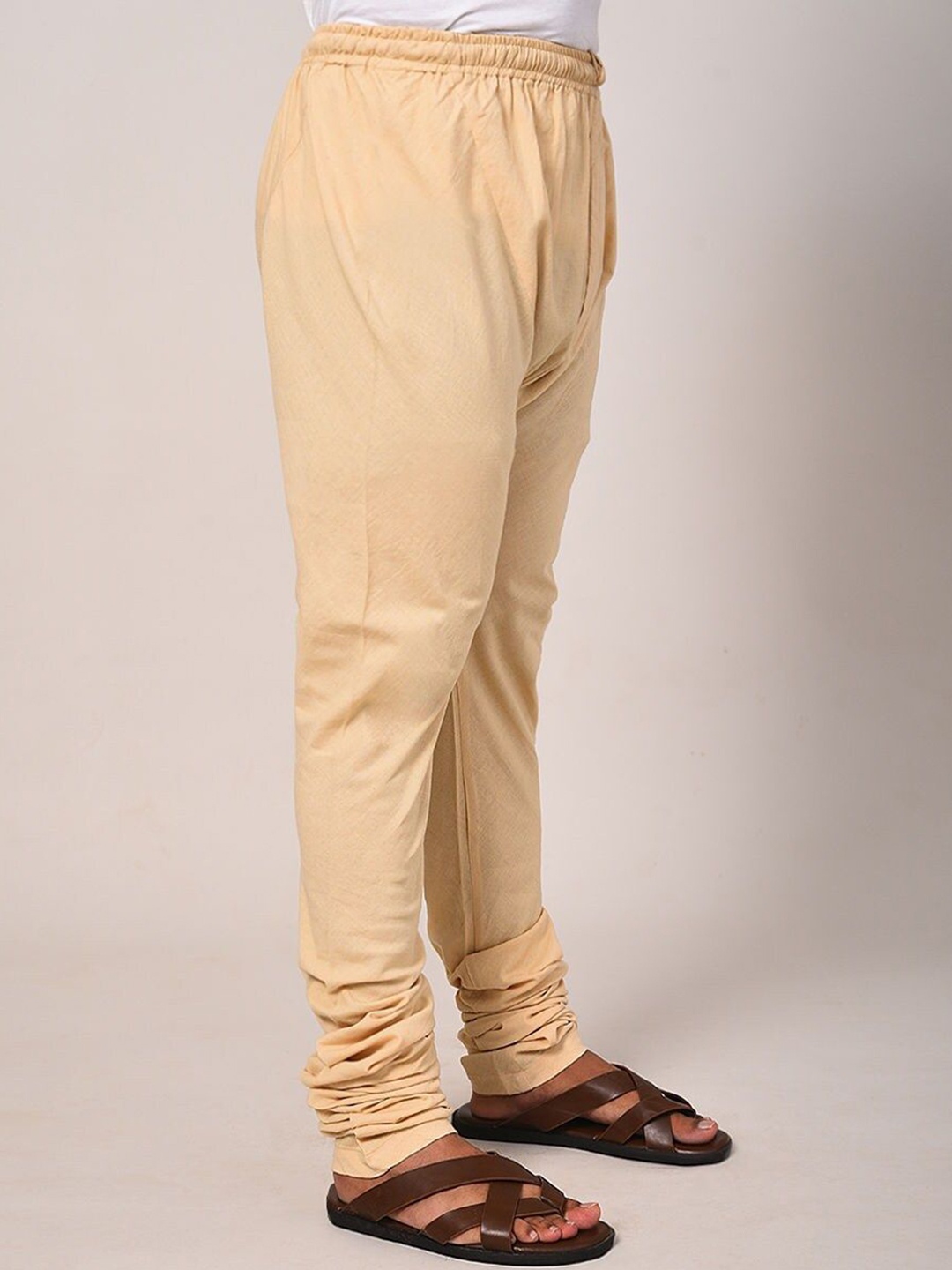 

JAYPORE Men Slim-Fit Pure Cotton Churidar, Beige