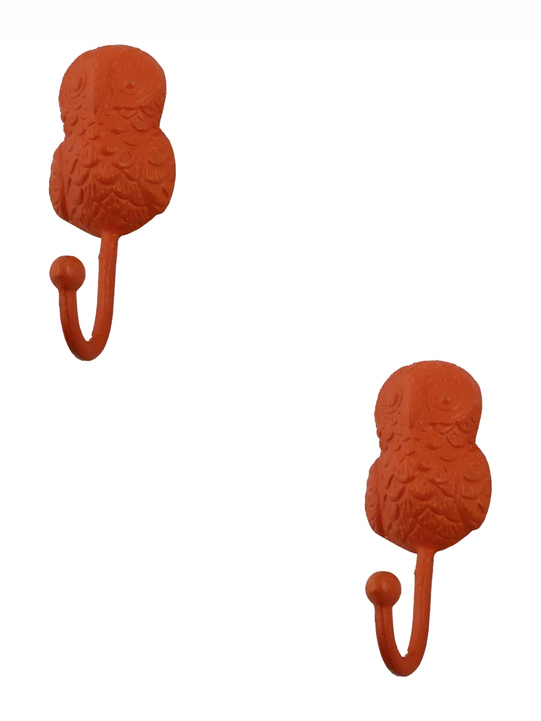 

IndianShelf Orange Coloured 2 Pieces Iron Owl Wall Hooks